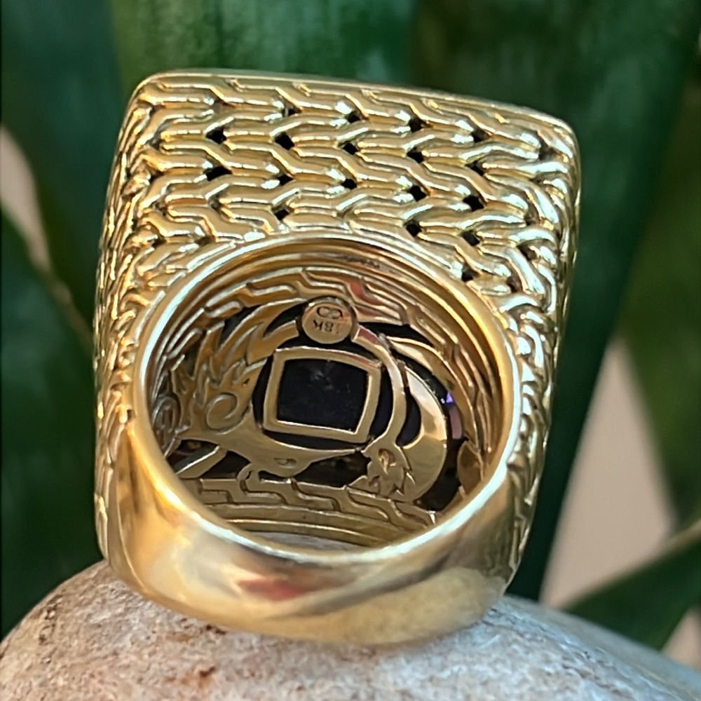 John Hardy 18 karat gold, amethyst and Diamond Ring - Picture 3 of 14